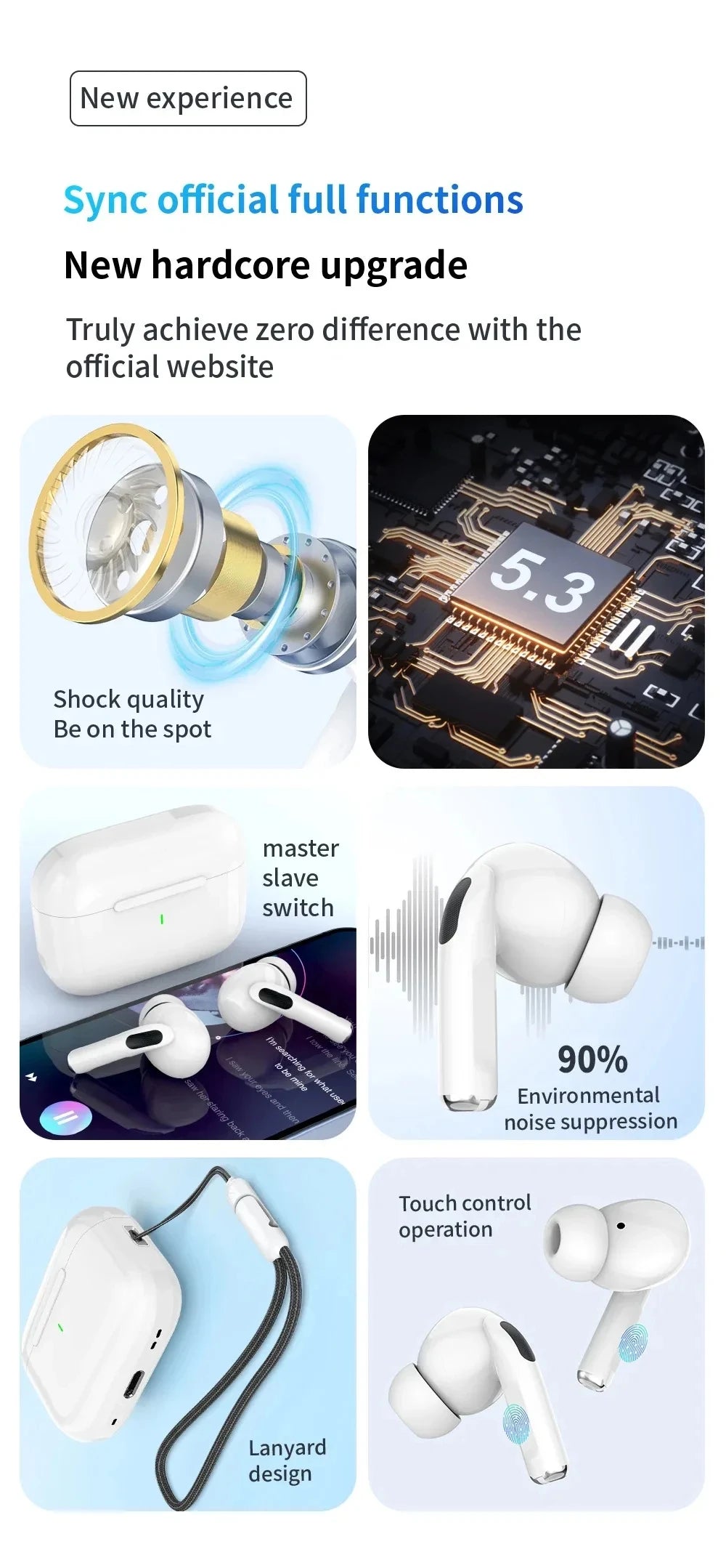 For Original Air Pro5 TWS Max Wireless Bluetooth Earphones In Ear Earbuds Sport Noise Cancelling Headset For iPhone Android