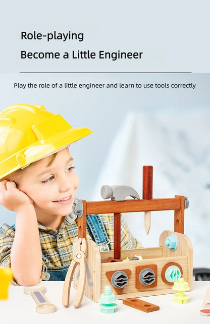 Wooden Tool Toy Set Includes a variety of tools like hammers and wrenches Kids can pretend to be little craftsmen and have a bla