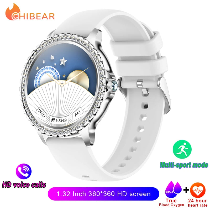 2005 New Fashion Ladies Bluetooth Call Smart Watch AMOLED HD Screen Health Monitoring Sports Diamond Smartwatch IOS Android
