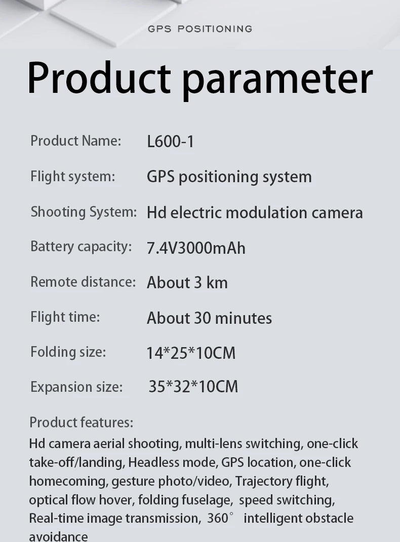 New L600 Pro-1 Max Drone 3-Axis 4K HD Dual Camera Brushless Motor With Laser Obstacle Avoidance GPS 5G WIFI Quadrotor Rc Dron