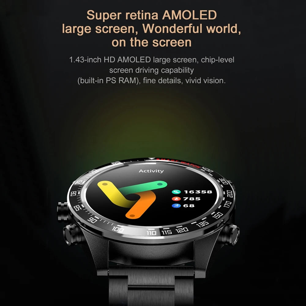 Men's Business Smart Watch AMOELD HD Screen Bluetooth Call Smartwatch NFC GPS Sports Smartwatch 2025 New
