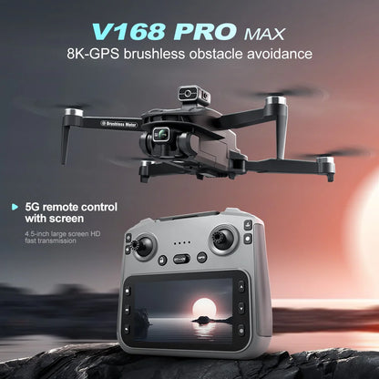 2025 V168 MAX GPS Drone Professional 8K Camera Aerial FPV Brush Avoiding Obstacle with Large Screen Remote Control Folding Dron