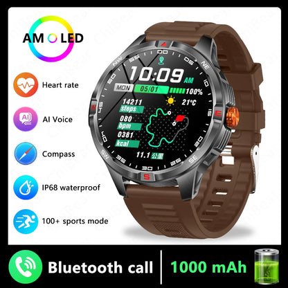 GPS Outdoor 1000mAh Battery Smartwatches Men 100+ Sports Mode Compass Heart Rate 3ATM Waterproof Bluetooth Call Smart Watch