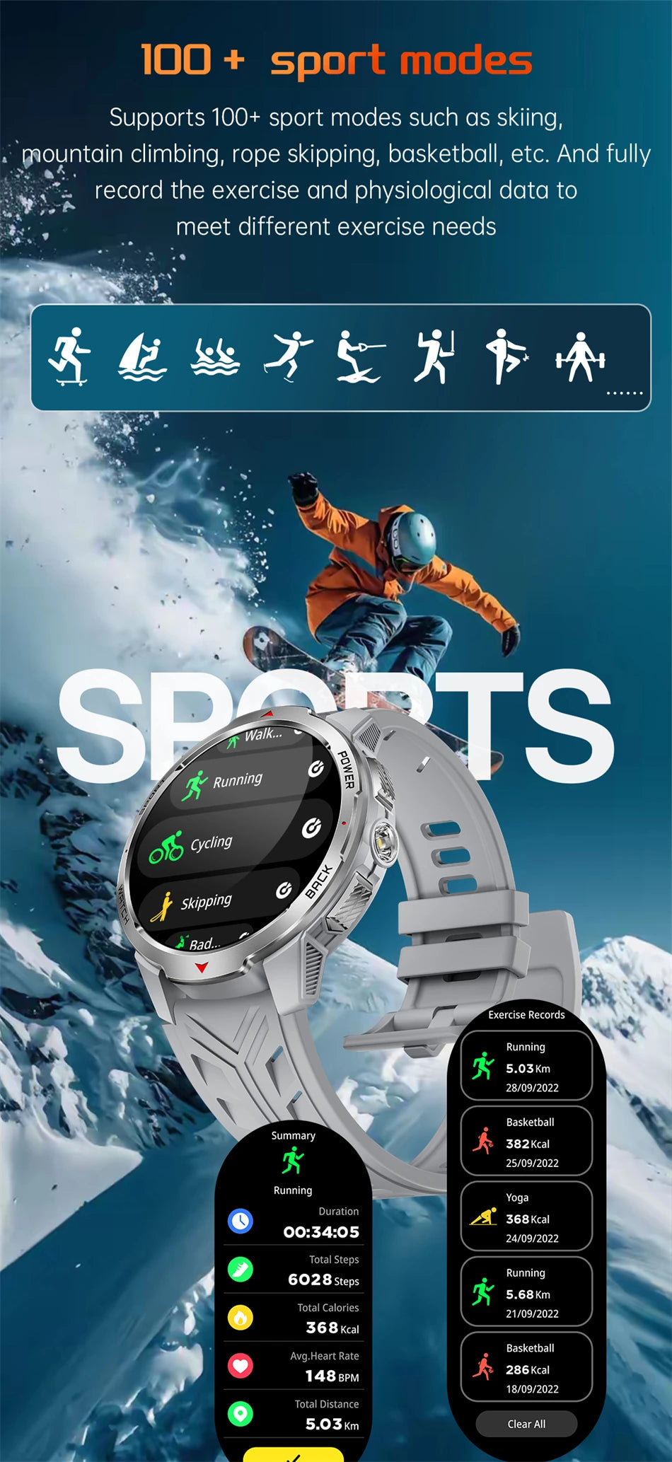 LIGE New 1100mAh Large Battery Sports Smart Watch Men Waterproof BT Call Smartwatch Men Sleep Heart Rate Monitor Compass Watches