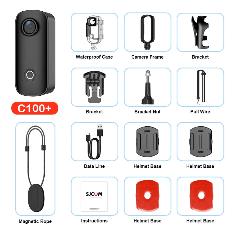 SJCAM C100 / C100Plus Mini Thumb Camera 1080P30FPS / 4K30FPS H.265 12MP 2.4G WiFi 30M Waterproof Case Action Sport DV Camcorder