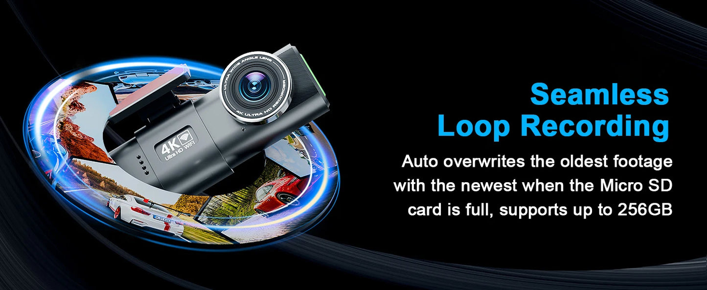 Dash Cam Cars 4K Front and Rear Camera Car Dvr WIFI GPS Car Camera for Vehicle Video Recorder Rear View Camera Parking Monitor