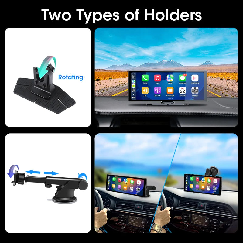 4K Dash Cam 10.26 inch Carplay & Android Auto Car DVR Video Recorder Dahscam Camera 5G Wifi GPS Navigation FM AUX 360 ° Rotation