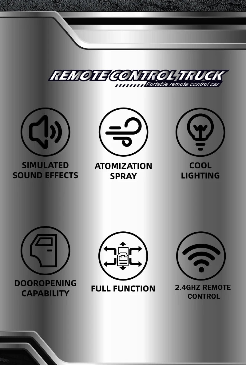 RC Truck 1:16 2.4GHZ RC Car Simulation Drift Climbing Truck With Spray and LED Lights RC Electric Truck Model Boy's Toys Gifts