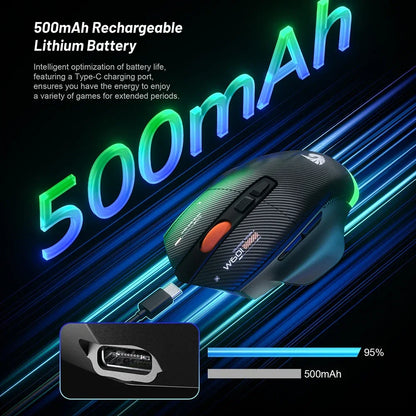 Wireless Game Mouse 12800DPI 1000Hz BT/2.4G/Wired 7 Buttons Macro Mouse for E-sports Ergonomic Design RGB Backlit