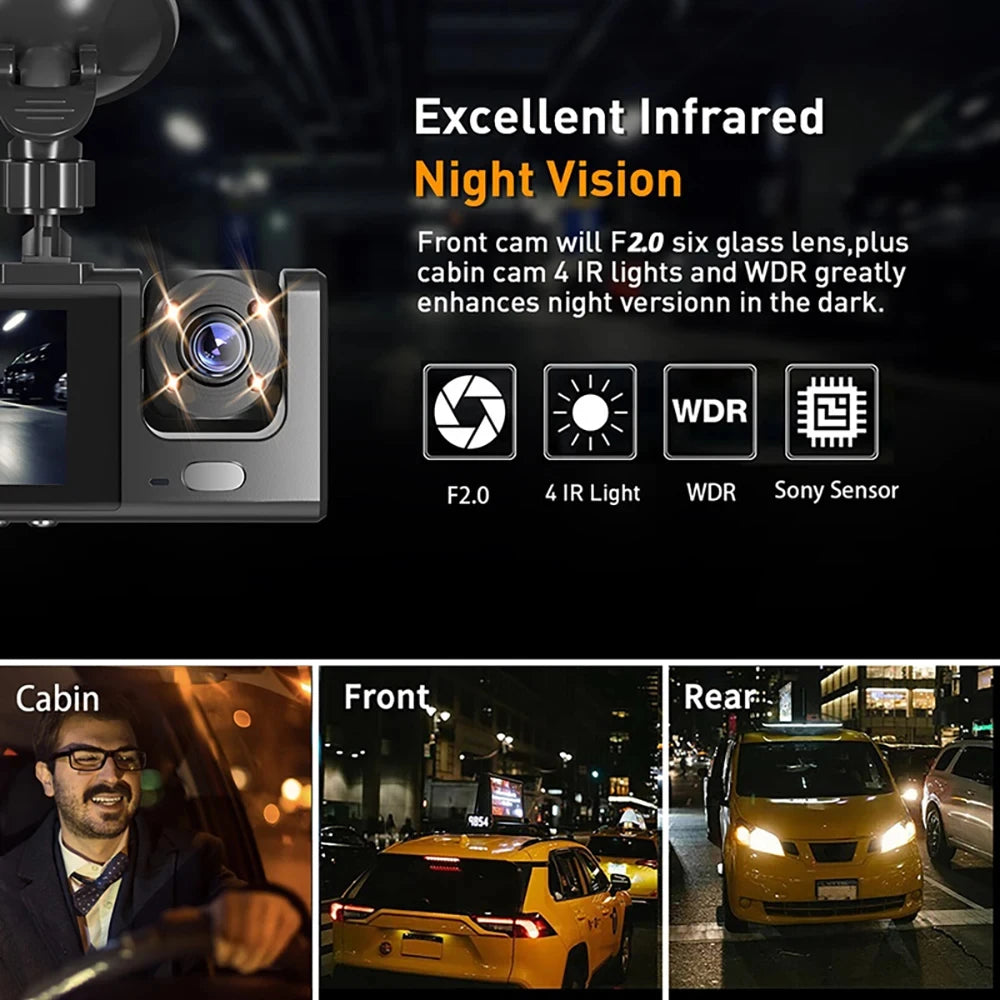 Dash Cam for Cars WIFI APP Car DVR 2/3lens Front Camera Video Recorder Rear View Camera for Vehicle Black Box Car Assecories