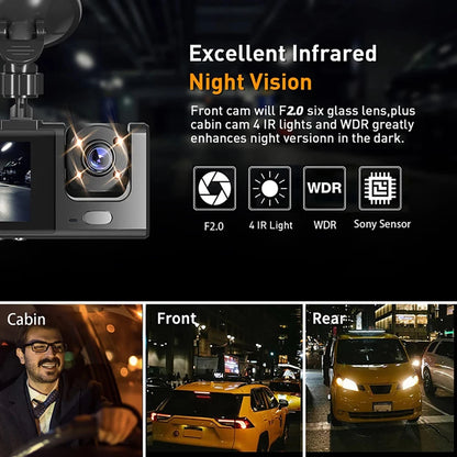 Dash Cam for Cars WIFI APP Car DVR 2/3lens Front Camera Video Recorder Rear View Camera for Vehicle Black Box Car Assecories
