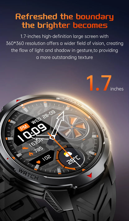GPS Outdoor Sports Smartwatches 1100mAh Battery Compass Men's LED Lights 5ATM Waterproof Watch Bluetooth Call Smart Watch