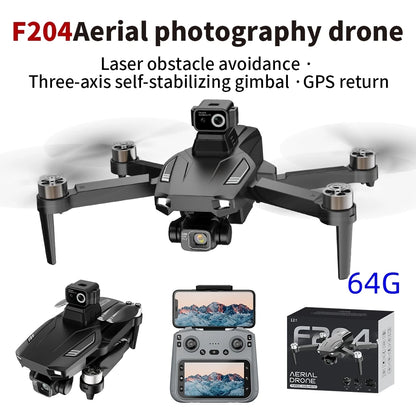 F204 New Original Upgrated RC Drone with 8k professional HD camera 5G WiFi Brushless laser barrier avoidance Folding quadcopter