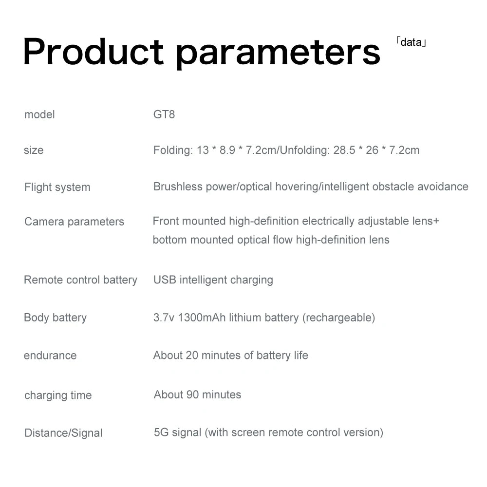 GT8 Drone 8K HD Dual Cameras FPV 5G WiFi GPS Brushless Motor Intelligen Obstacle Avoidance Foldable Quadcopter Toy Gift RC 3000M