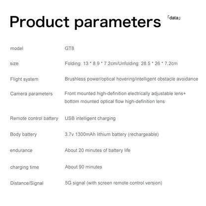 GT8 Drone 8K HD Dual Cameras FPV 5G WiFi GPS Brushless Motor Intelligen Obstacle Avoidance Foldable Quadcopter Toy Gift RC 3000M