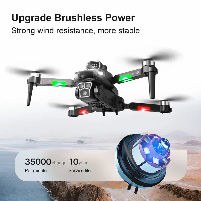 M1S Drone 4K Three Camera Brushless Motor Wide Angle Optical Flow Localization Four-way Obstacle Avoidance RC Quadcopter toys