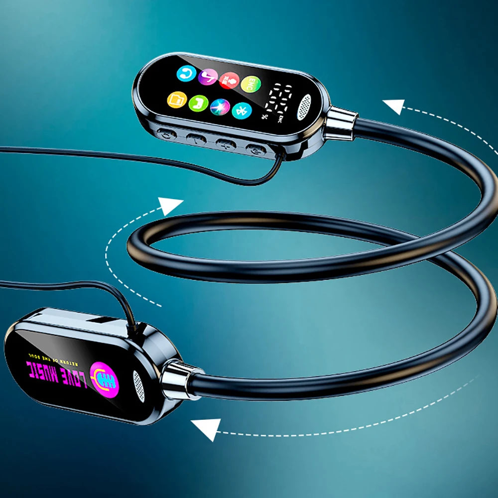 Color Screen Bluetooth 5.4 Earphones Neckband Headphones Wireless Headsets HiFi Stereo Noise Reduction Earbuds for Live Xiaomi