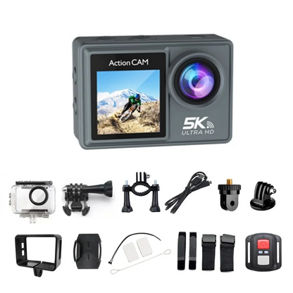 AK51-Wifi Anti-Shake Action Camera 5K 30FPS Dual Screen 170° Wide Angle 30M Waterproof Sport Camera With Remote Control