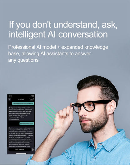 2025 New Smart Glasses Multiple Language Real-time Translation Wireless Call Music Play Sunglasses Waterproof Mens Smart Glasses