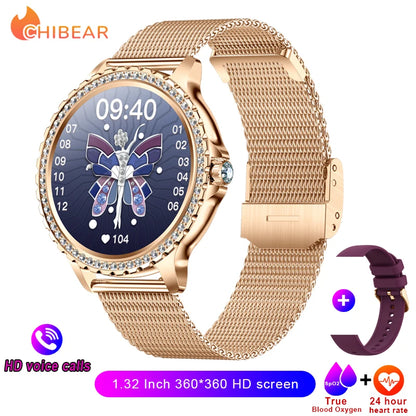 2005 New Fashion Ladies Bluetooth Call Smart Watch AMOLED HD Screen Health Monitoring Sports Diamond Smartwatch IOS Android