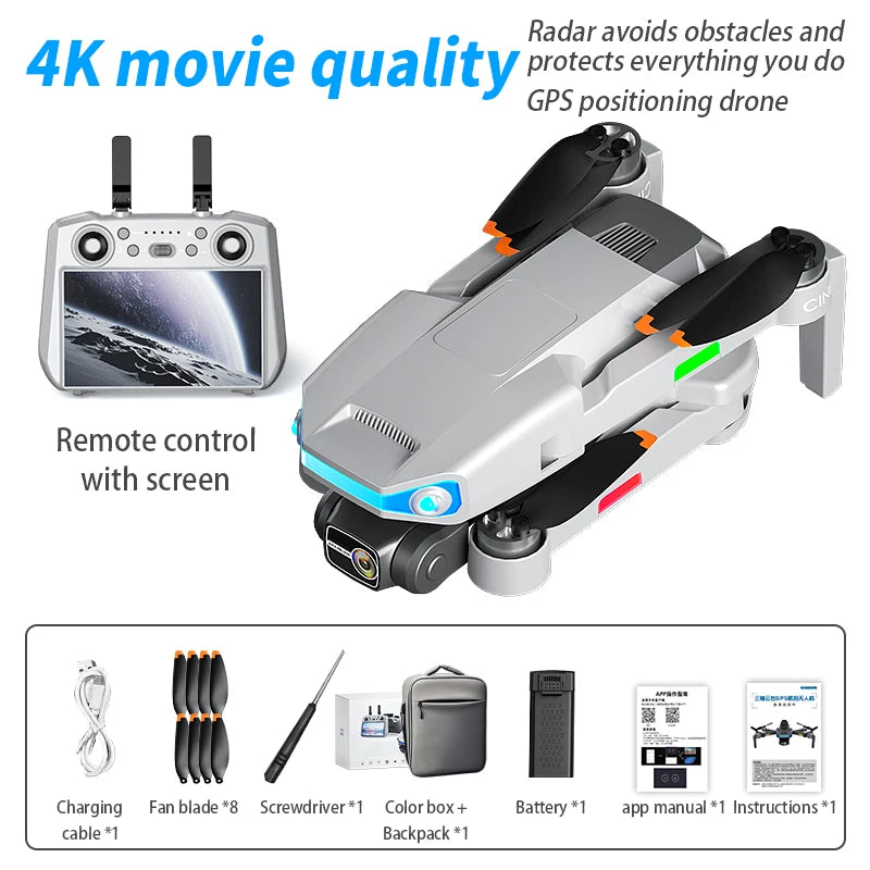 AE3 PRO Max NEW LCD SC GPS Drone 8K Dual Camera 5G Wifi FPV 3-Axis Gimbal Professional Obstacle Avoidance Quadcopter RC Dron Toy