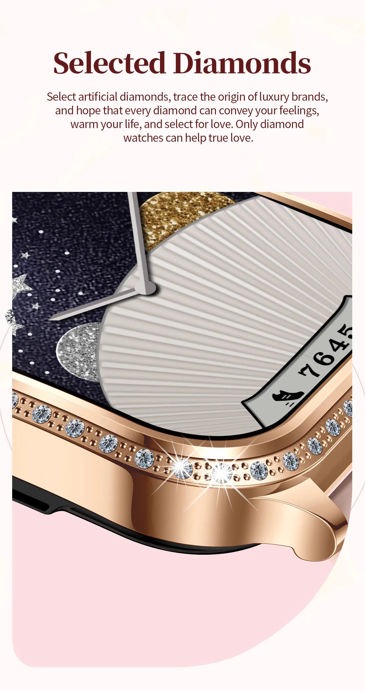 LIGE Fashion Women Smart Watch 1.75inch Curved Screen Sport Bracelet BT HD Calling Clock IP68 Waterproof Diamond Case Smartwatch