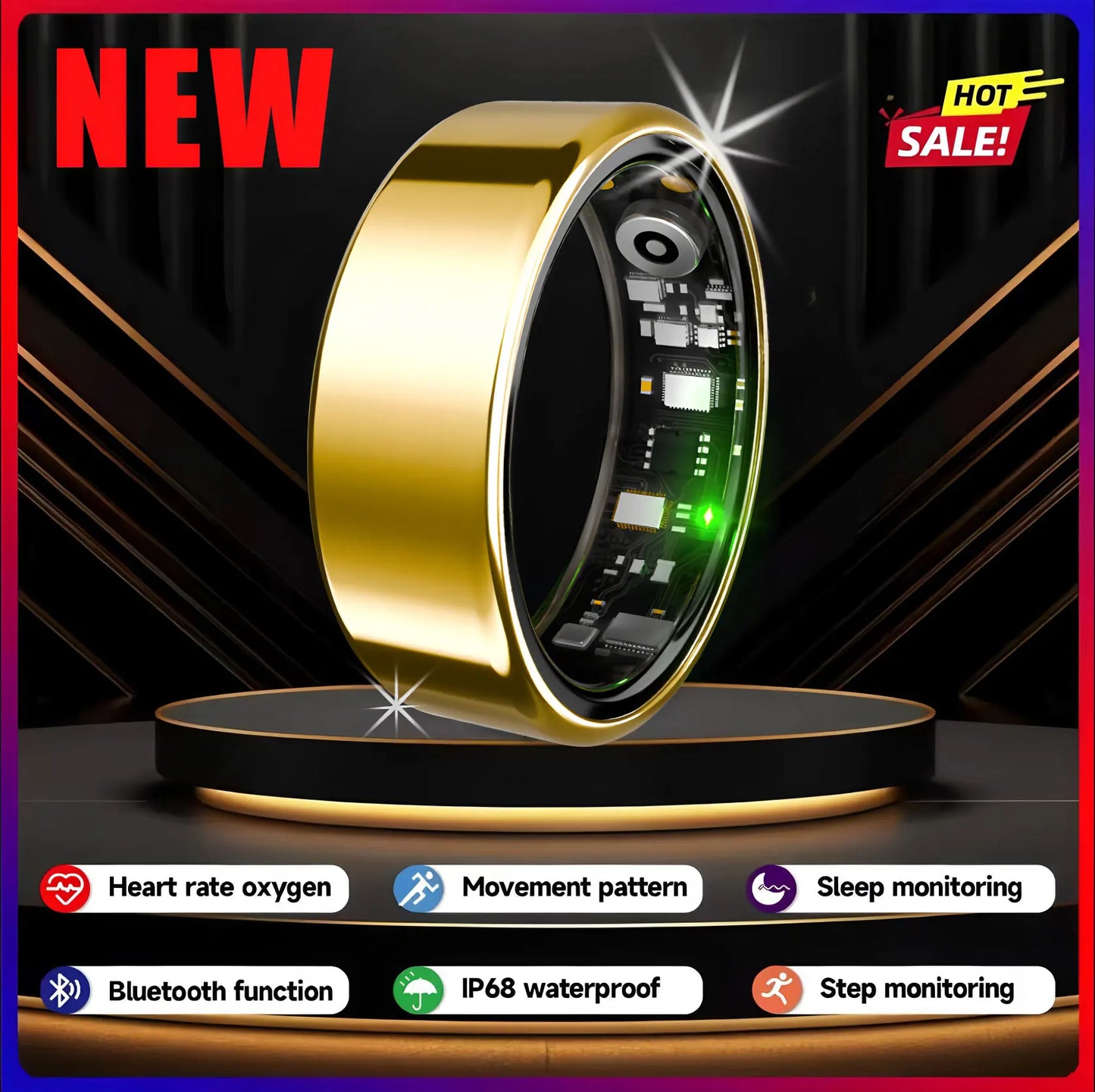 2025 New For Xiaomi Smart Ring Men Women, Heart Rate and Blood Oxygen Monitor Smartring IP68 & 5ATM Waterproof, Multi-sport Mode