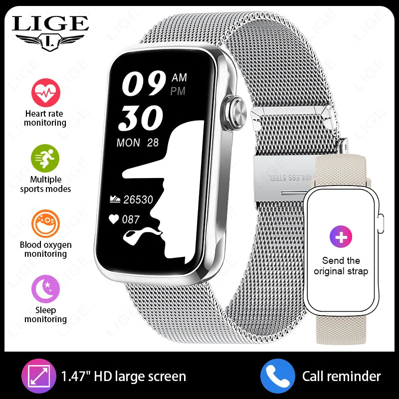 1.47inch Smart Watch Men Women Smart Bracelet Heart Rate Step Count Sports Health Monitoring Waterproof Men's Sports Smart Watch
