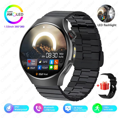For Huawei New Smartwatch Men GPS Sports Fitness Waterproof Watch Flashlight 100 + Sports Mode Bluetooth Call Smart Watch