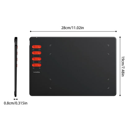 Graphics Drawing Tablet 7.6 x 5.6in Digital Art Tablet Supports 16384 Levels w/ 8 Hot Keys and Battery-free Pen Windows Android