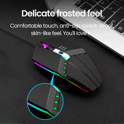 Elough Mute Wired Mouse USB Wired Gaming Mouse For Desktop PC Laptop Computer Home Office RGB LED Luminous Backlit Mouse Game