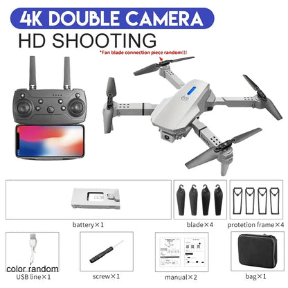 Professional Drone E88 4K Wide-Angle HD 1080P Camera WiFi FPV Height Hold Foldable RC Drone Quadrotor Helicopter Children's Toys
