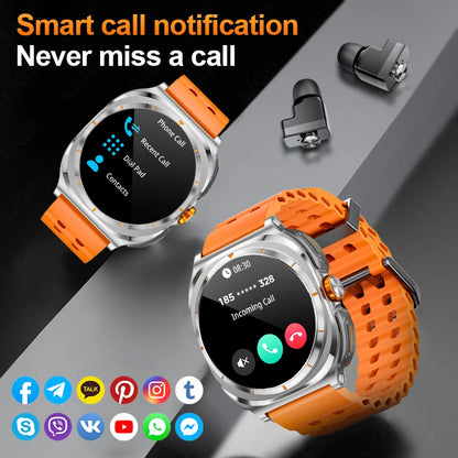 2025 New Smart Watch With 2 in 1 TWS Wireless Headset Bluetooth Call 1.53" AMOLED Screen 400mAh IP67 Waterproof Sport Smartwatch