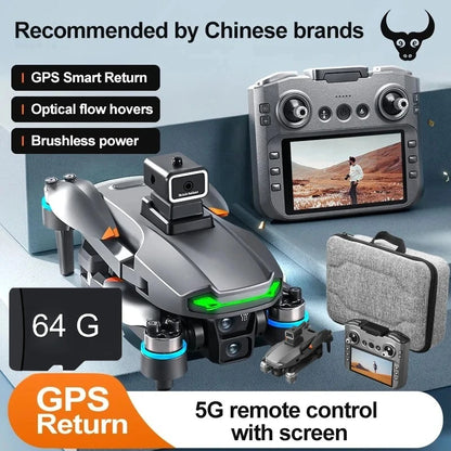 SHOU601PROMAX With Screen GPS Drone Aerial 8K HD Professional Quadcopter Obstacle Avoidance Brushless Remote Control Aircraft