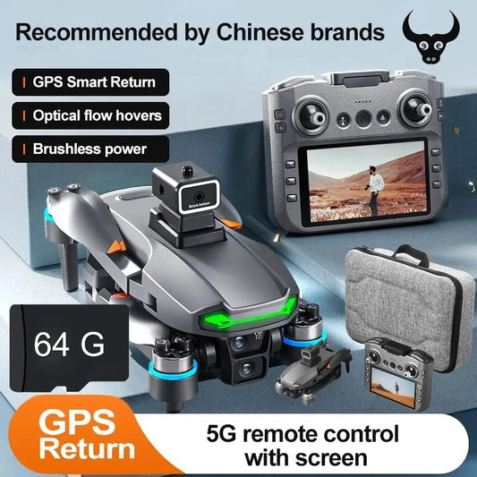 SHOU601PROMAX With Screen GPS Drone Aerial 8K HD Professional Quadcopter Obstacle Avoidance Brushless Remote Control Aircraft