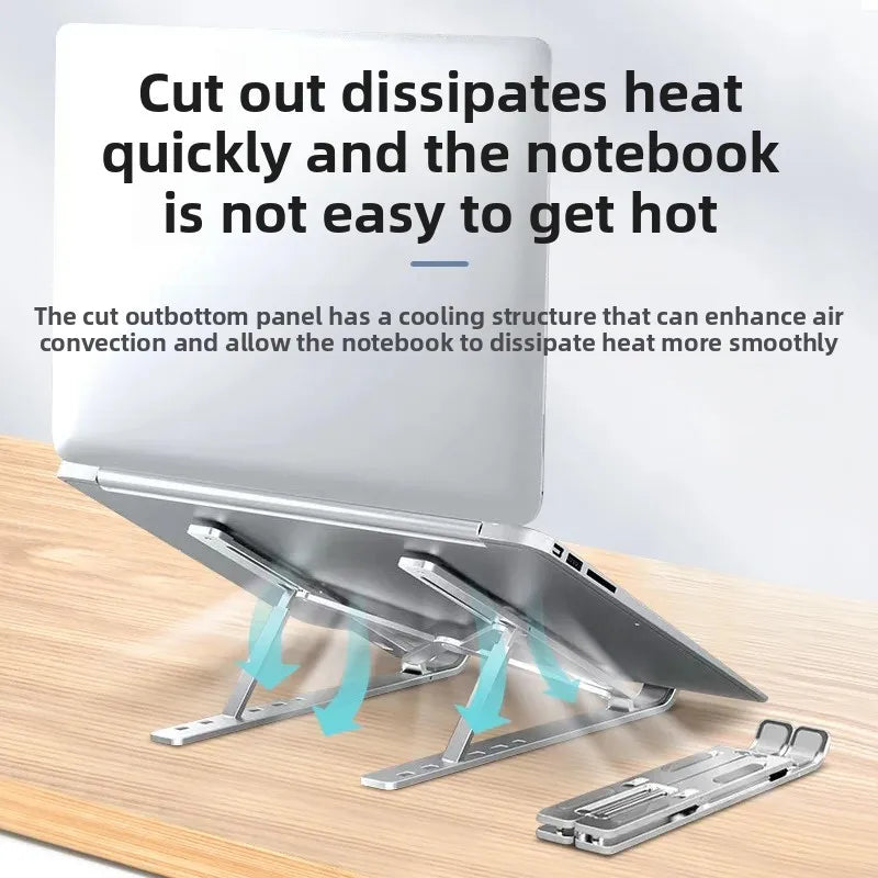 Computer stand, notebook folding, heat dissipation, aluminum alloy bracket, portable storage, lifting laptop stand
