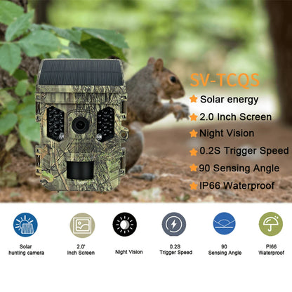 Wildlife Camera Solar Energy Trail Cam 4K with 1080P Night Vision Waterproof BT WiFi APP 16MP Game Camera with Motion Activation