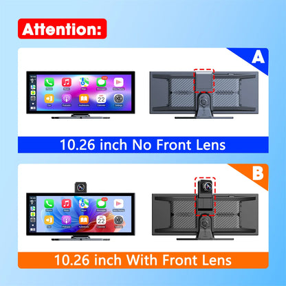4K Dash Cam 10.26 inch Carplay & Android Auto Car DVR Video Recorder Dahscam Camera 5G Wifi GPS Navigation FM AUX 360 ° Rotation