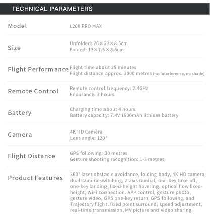 8K Professional Drone Dual Camera Obstacle Avoidance Flyer 2 Axis Gimbal Brushless Helicopter GPS RC Toys New L200 PRO MAX