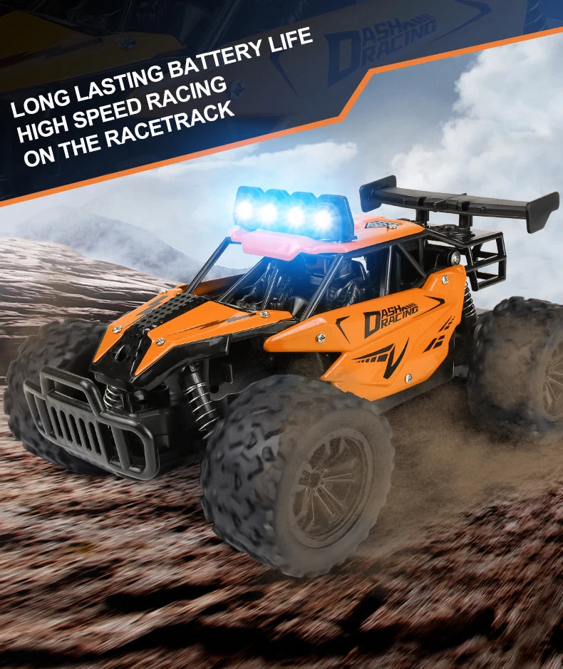 RC Alloy Car 1:16 Scale 2WD Off-Road Remote Control Car with LED Lights And 20KM/H High Speed For Kids Boys Girls Gifts Toys