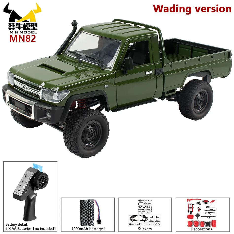 MN MODEL RC 1:12 4x4 Jungle Diving Car Climbing Off-road Wading Vehicle Rock Crawler Shovel Tool Box Truck Toy for Adult Gift