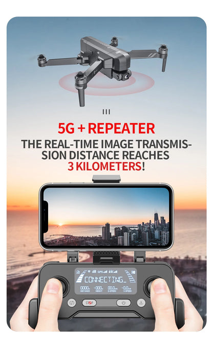 F11 4K Pro Drone Profesional 5G WIFI EIS Cameras Com 2 eixos Anti-Shakes FPV Brushless Quadcopter 3000M 1 battery RC Drones Toys