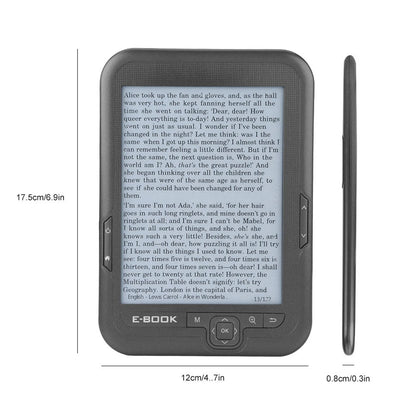 EBOOK Reader EInk 6 Inch Ereader 600 X 800 Resolution Display 300DPI Blue Cover (Black 8G)