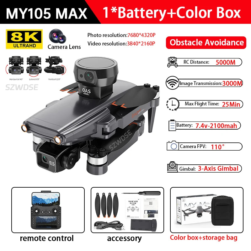 jjrc M105 3-axis Gimbal Screen Control relay version 4.5inch Remote Control Folding GPS Drone Brushless Obstacle Avoidance 8K HD