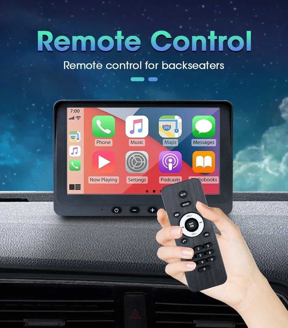 Portable 7 inch Multimedia Video Player Wireless Carplay Android Auto Touch Screen With USB AUX Dual Bluetoth Stereo Car Radio