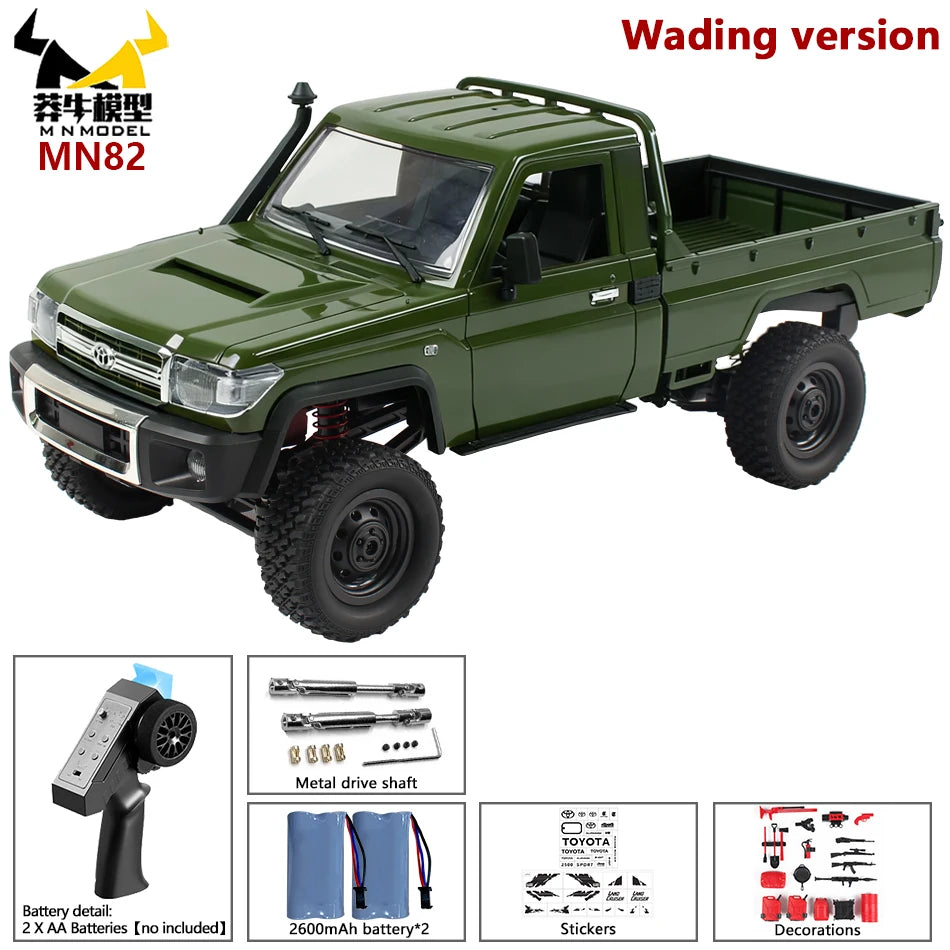 MN MODEL RC 1:12 4x4 Jungle Diving Car Climbing Off-road Wading Vehicle Rock Crawler Shovel Tool Box Truck Toy for Adult Gift
