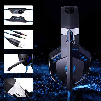 G2000 Gaming Headsets Big Headphones with Light Mic Stereo Earphones Deep Bass for PC Computer Gamer Laptop PS4 New X-BOX