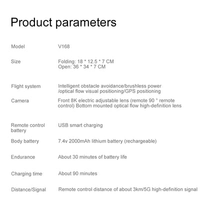 Xiaomi Mijia New V168 Drone Professinal Three Camera Wide Angle Optical GPS Localization Four-way Obstacle Avoidance Quadcopter