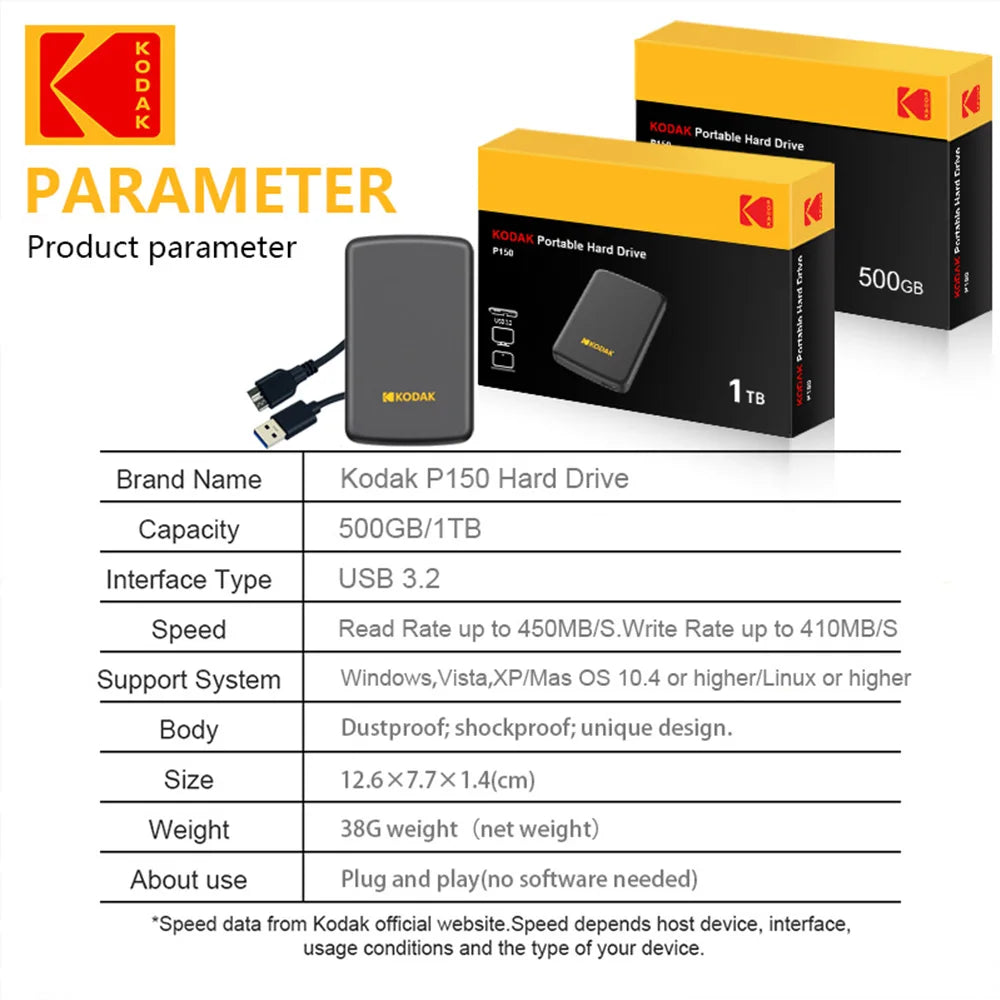 External Mechanical Hard Drive P150 USB3.0, high-speed transmission, stable and durable, suitable for backup and storage