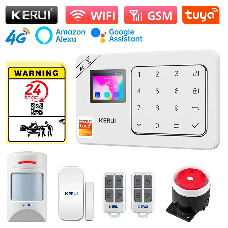 KERUI NEW 4G/WiFi Home Alarm System Tuya Smart Home Sesurity Alarm Wireless Burglary Protection PIR Motion Sensor APP Control